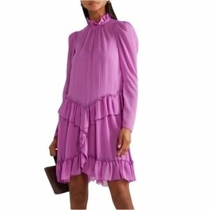 NWT See by Chloe Georgette dress lilac ruffle mini dress size 34